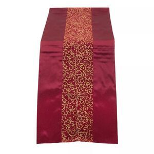 Gold Coast Illuminated Glitter Scroll Holiday Table Runner 70" x 14" in Burgundy